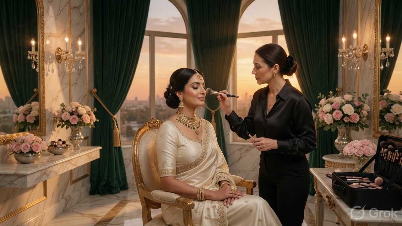 Bridal makeup in the Ammana suite