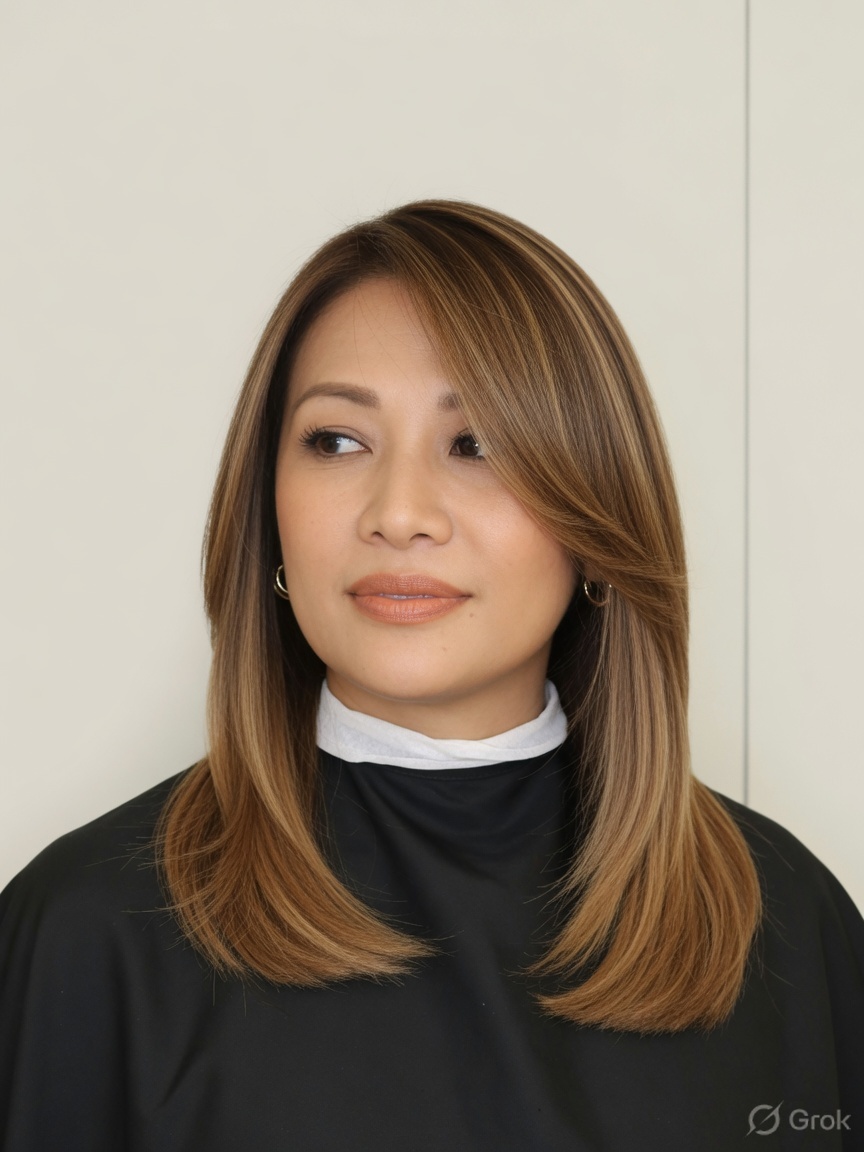After colour correction: even caramel balayage
