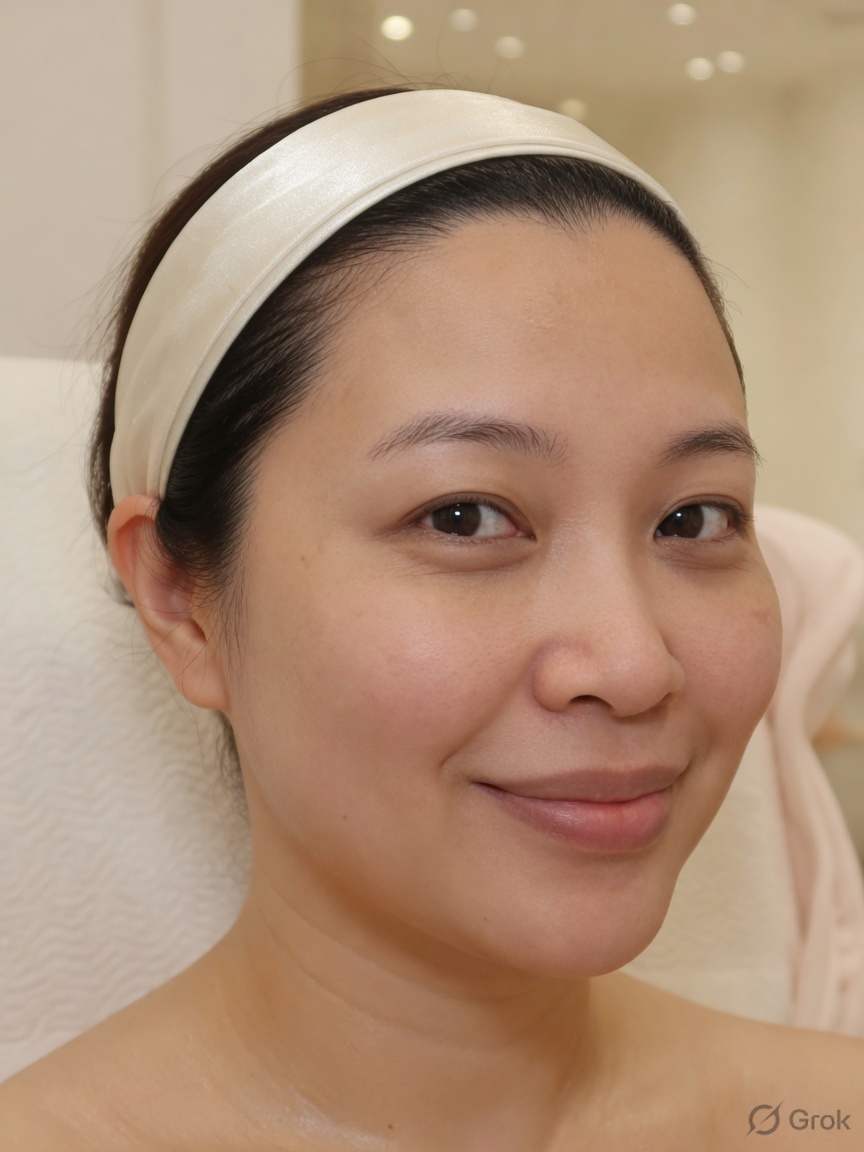 Before facial: duller, tired complexion